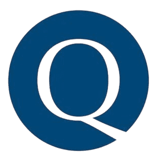 Blue circular GuildQuality magnifying glass logo.