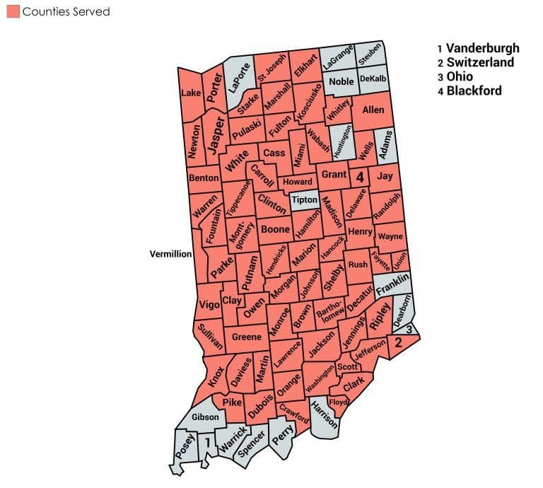 Indiana Community Service Map